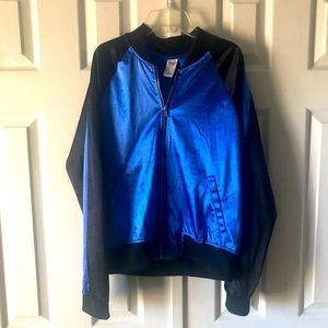 Valera blue & black satin bomber zip up jacket size SA